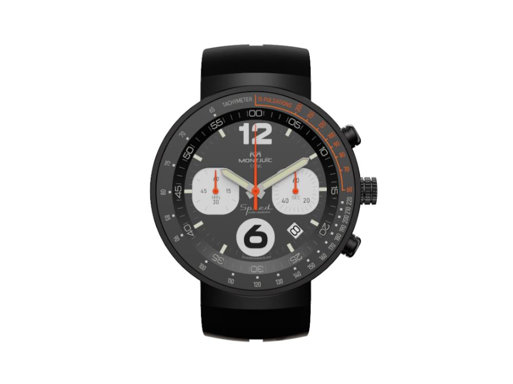 Reloj de Cuarzo Montjuic Speed Chronograph, Negro, 45mm, MJ2.0101.B