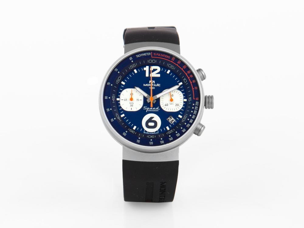Reloj de Cuarzo Montjuic Speed Chronograph, Acero, Azul, 45 mm, MJ2.0303.S