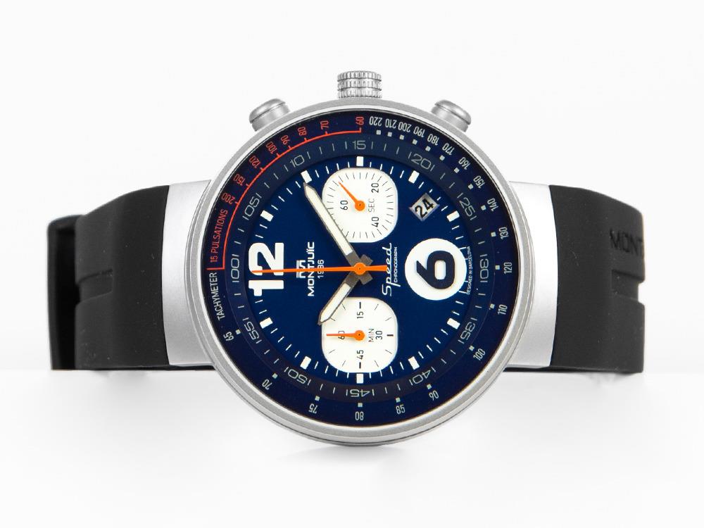 Reloj de Cuarzo Montjuic Speed Chronograph, Acero, Azul, 45 mm, MJ2.0303.S