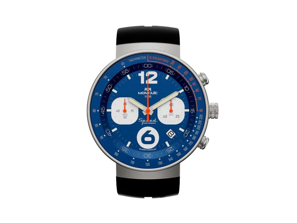 Reloj de Cuarzo Montjuic Speed Chronograph, Acero, Azul, 45 mm, MJ2.0303.S