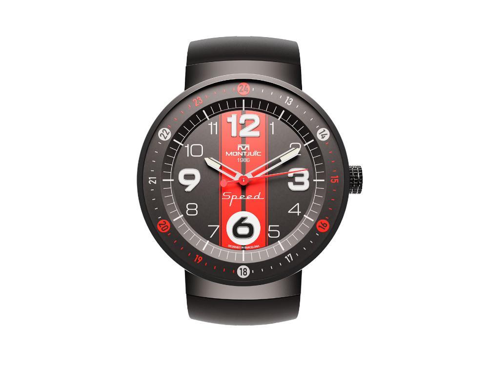 Reloj de Cuarzo Montjuic Sport, Acero Inoxidable 316L, Negro, 43 mm, MJ1.0602.B
