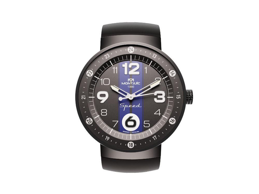 Reloj de Cuarzo Montjuic Sport, Acero Inoxidable 316L, Negro, 43 mm, MJ1.0703.B