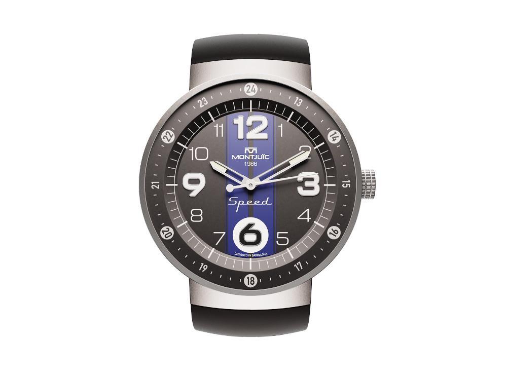 Reloj de Cuarzo Montjuic Sport, Acero Inoxidable 316L, Negro, 43 mm, MJ1.0703.S