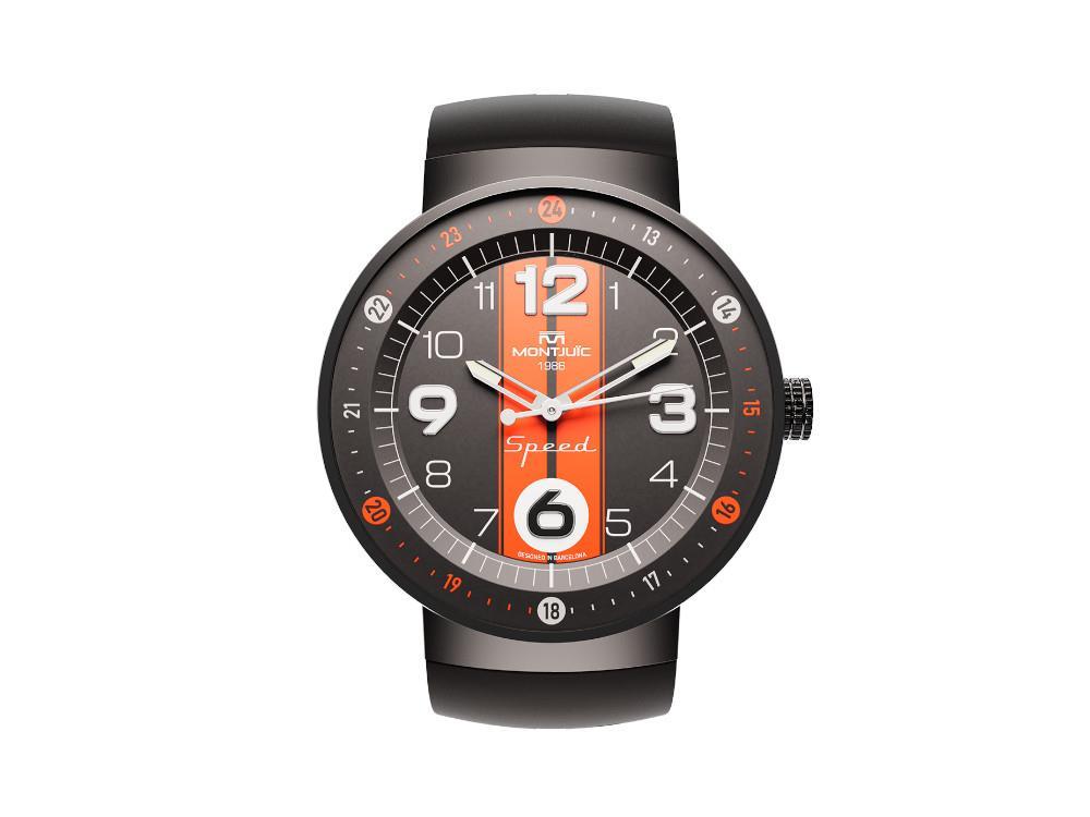Reloj de Cuarzo Montjuic Sport, Acero Inoxidable 316L, Negro, 43 mm, MJ1.0801.B