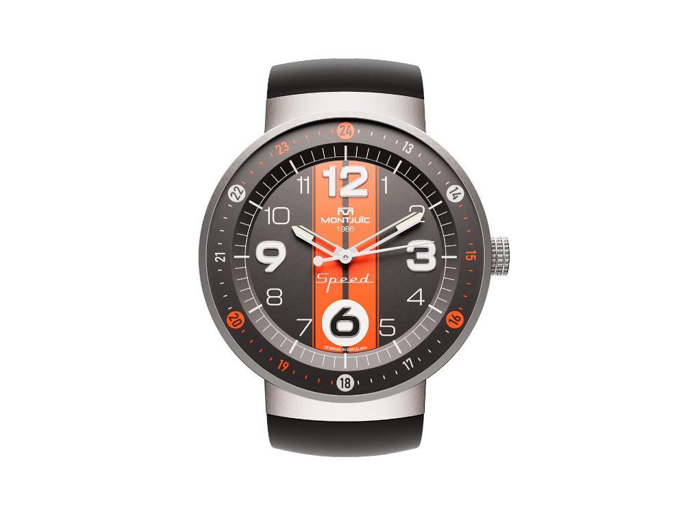 Reloj de Cuarzo Montjuic Sport, Acero Inoxidable 316L, Negro, 43 mm, MJ1.0801.S