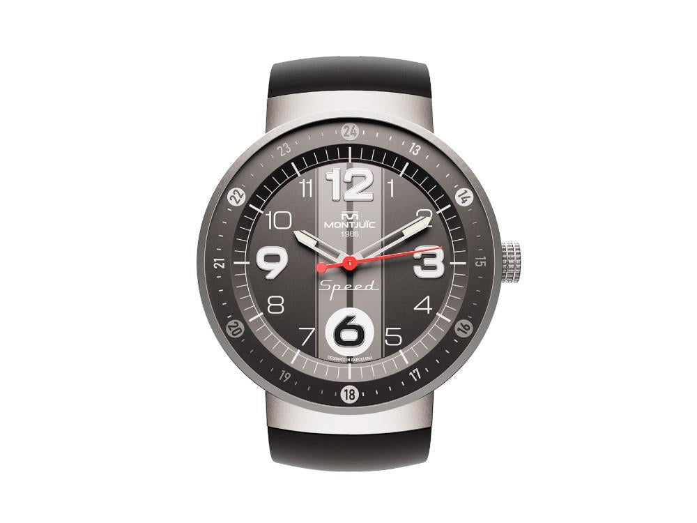 Reloj de Cuarzo Montjuic Sport, Acero Inoxidable 316L, Negro, 43 mm, MJ1.0903.S