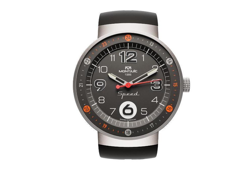 Reloj de Cuarzo Montjuic Standard, Acero Inoxidable, Negro, 43 mm, MJ1.0101.S