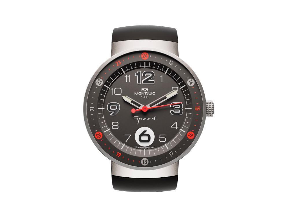Reloj de Cuarzo Montjuic Standard SS, Acero Inoxidable, Negro, 43 mm, MJ1.0102.S
