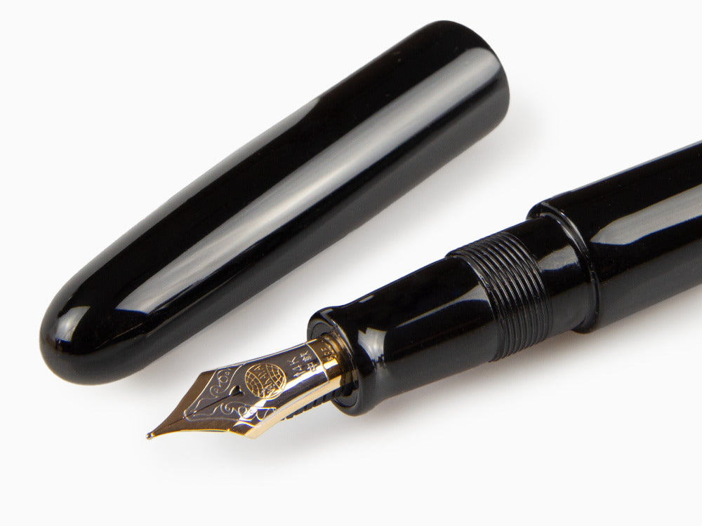 Estilográfica Nakaya Cigar Kuro-Roiro Portable, Negro, Oro 14K bicolor