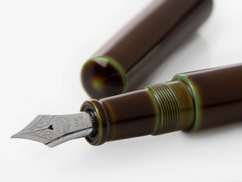 Pluma Estilográfica Nakaya Cigar Piccolo, Heki-Tamenuri, Oro 14k rodio