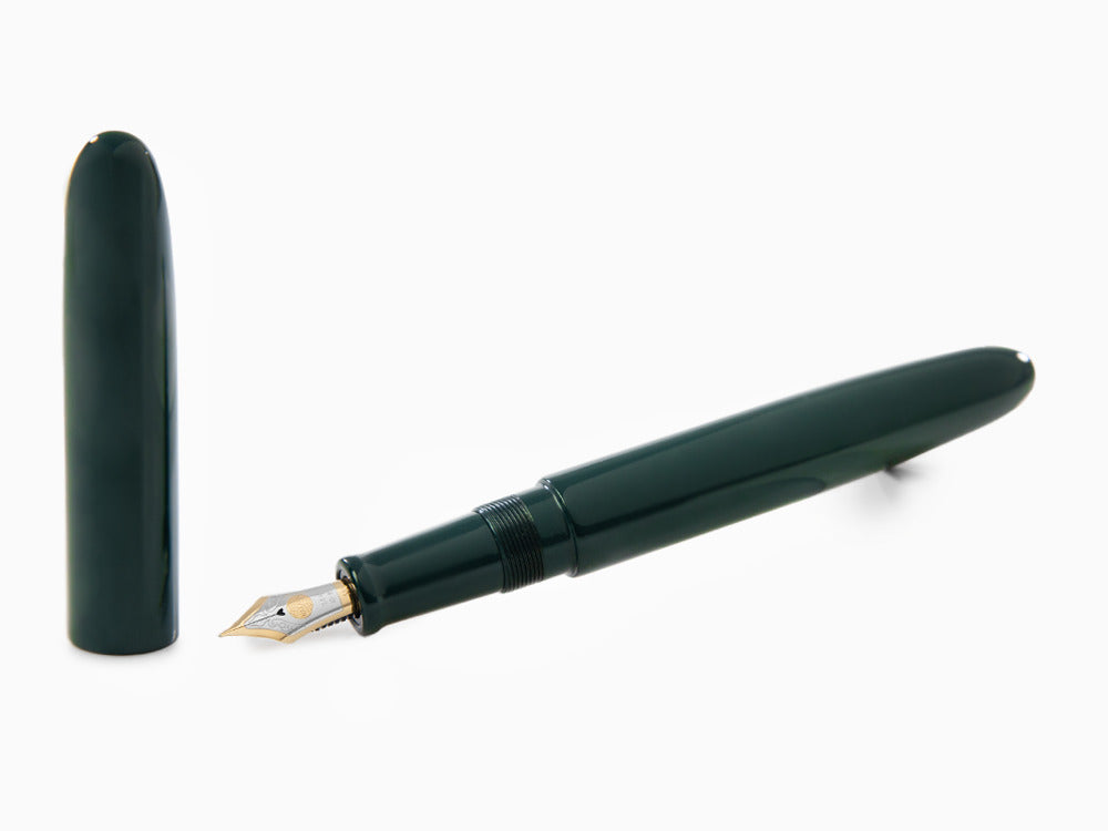 Pluma Estilográfica Nakaya Cigar Long, Midori, Ebonita, Ebonita, Oro 14k