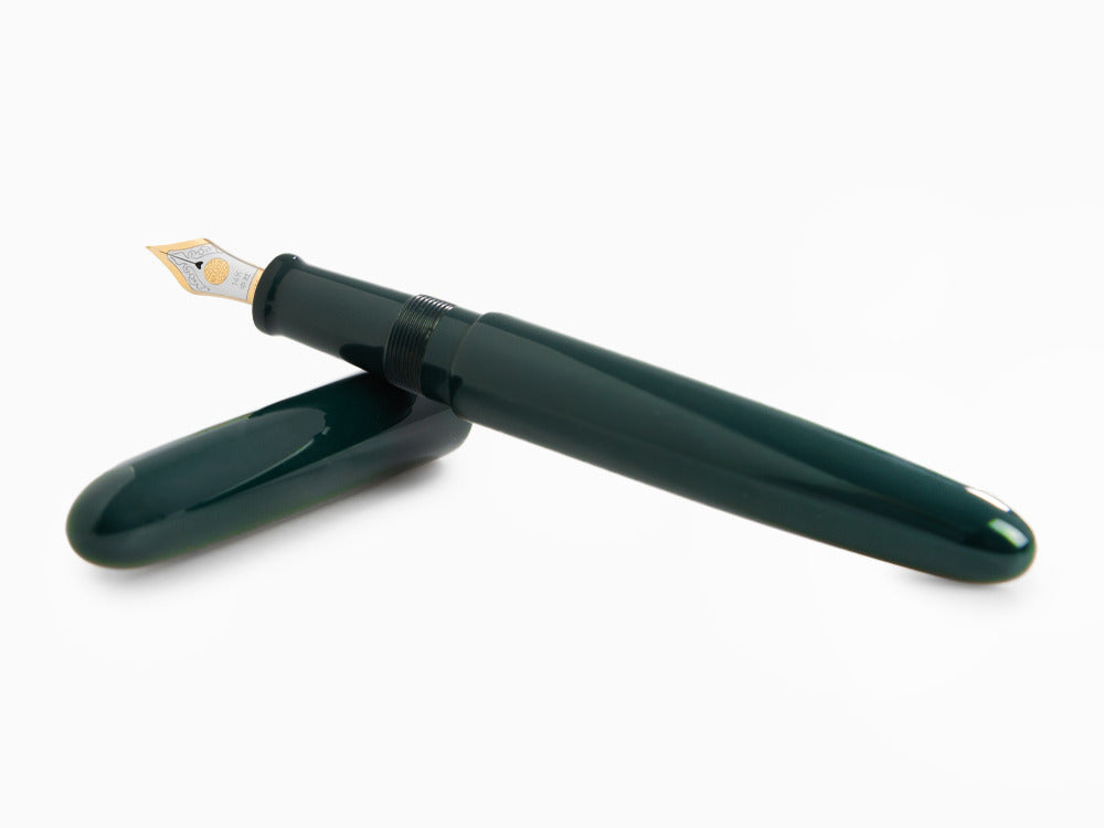 Pluma Estilográfica Nakaya Cigar Long, Midori, Ebonita, Ebonita, Oro 14k