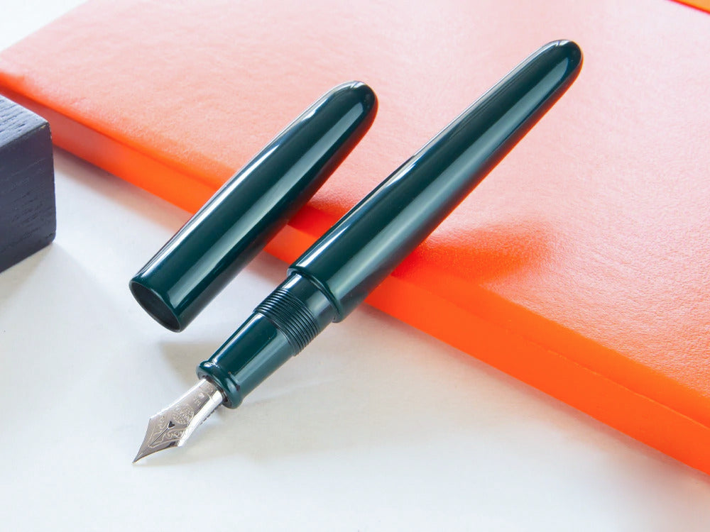 Pluma Estilográfica Nakaya Cigar Portable, Midori, Ebonita, 14k/rodio