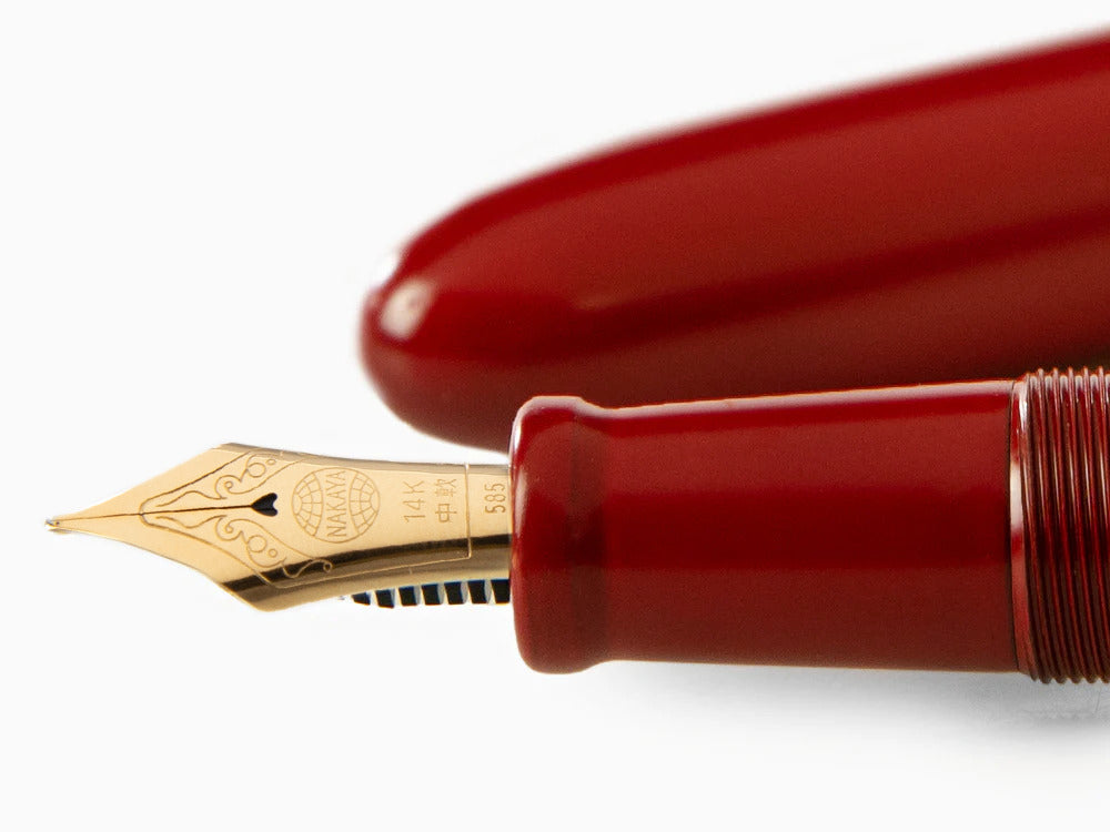 Pluma Estilográfica Nakaya Cigar Long, Shu, Ebonita, D-17mm, Oro 14k