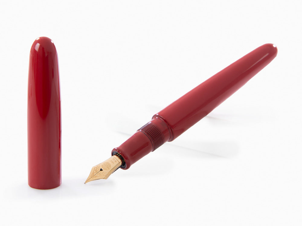 Pluma Estilográfica Nakaya Cigar Portable, Shu, Ebonita, Oro 14k