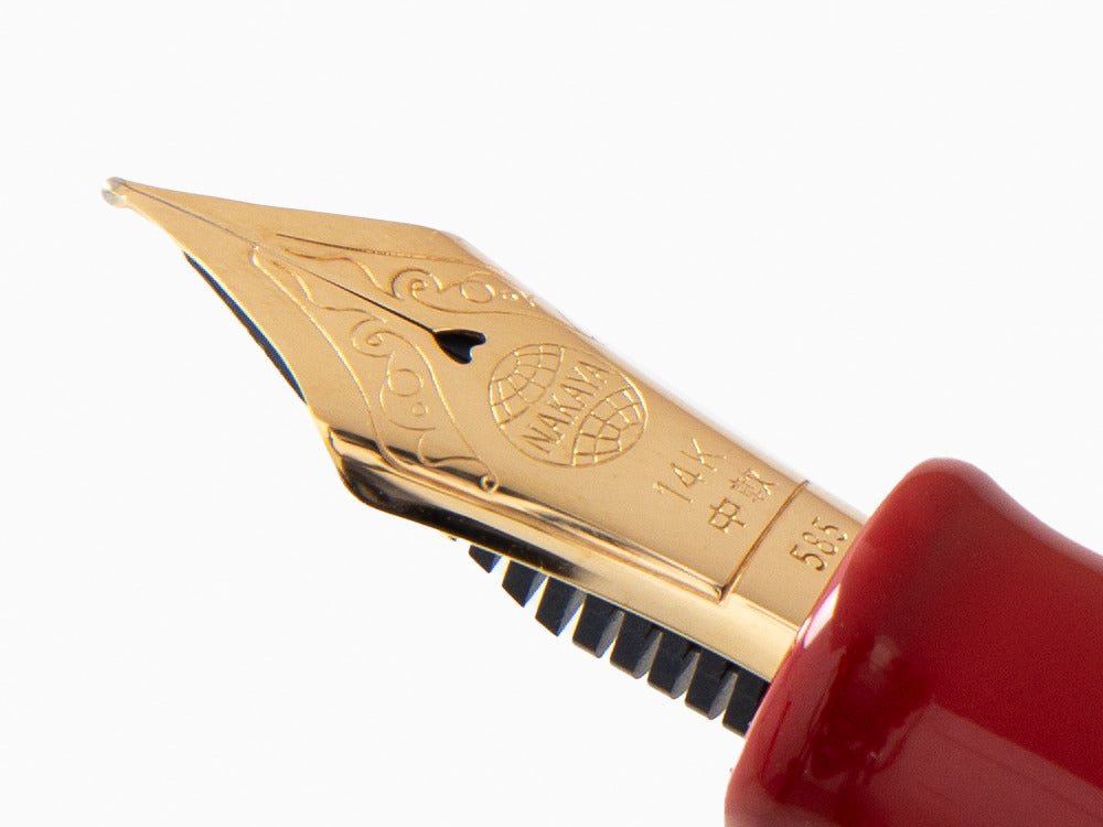 Pluma Estilográfica Nakaya Cigar Portable, Shu, Ebonita, Oro 14k