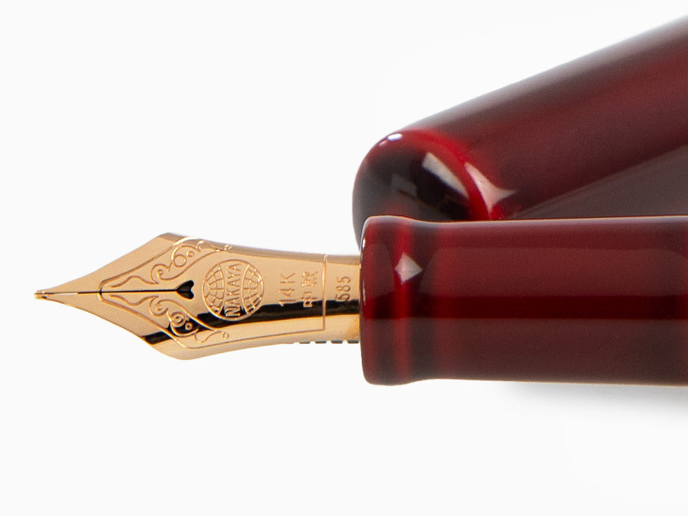 Pluma Estilográfica Nakaya Desk, Aka-Tamenuri, Oro Rosa 14k