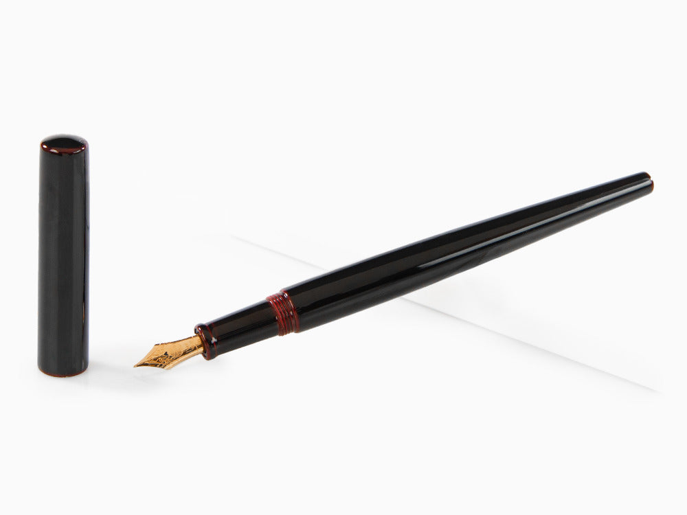 Pluma Estilográfica Nakaya Desk, Kuro-Tamenuri, Ebonita, Oro Rosa 14k