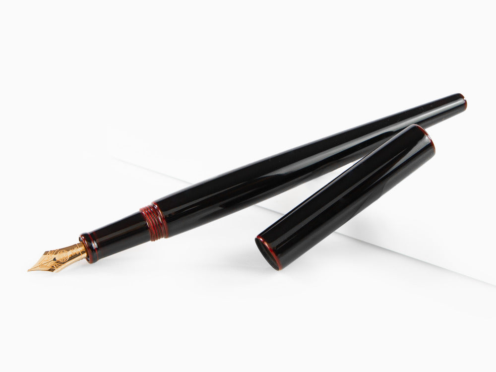 Pluma Estilográfica Nakaya Desk, Kuro-Tamenuri, Ebonita, Oro Rosa 14k