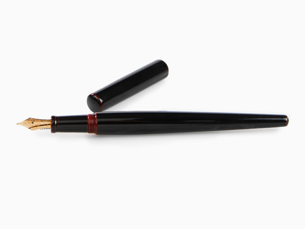 Pluma Estilográfica Nakaya Desk, Kuro-Tamenuri, Ebonita, Oro Rosa 14k