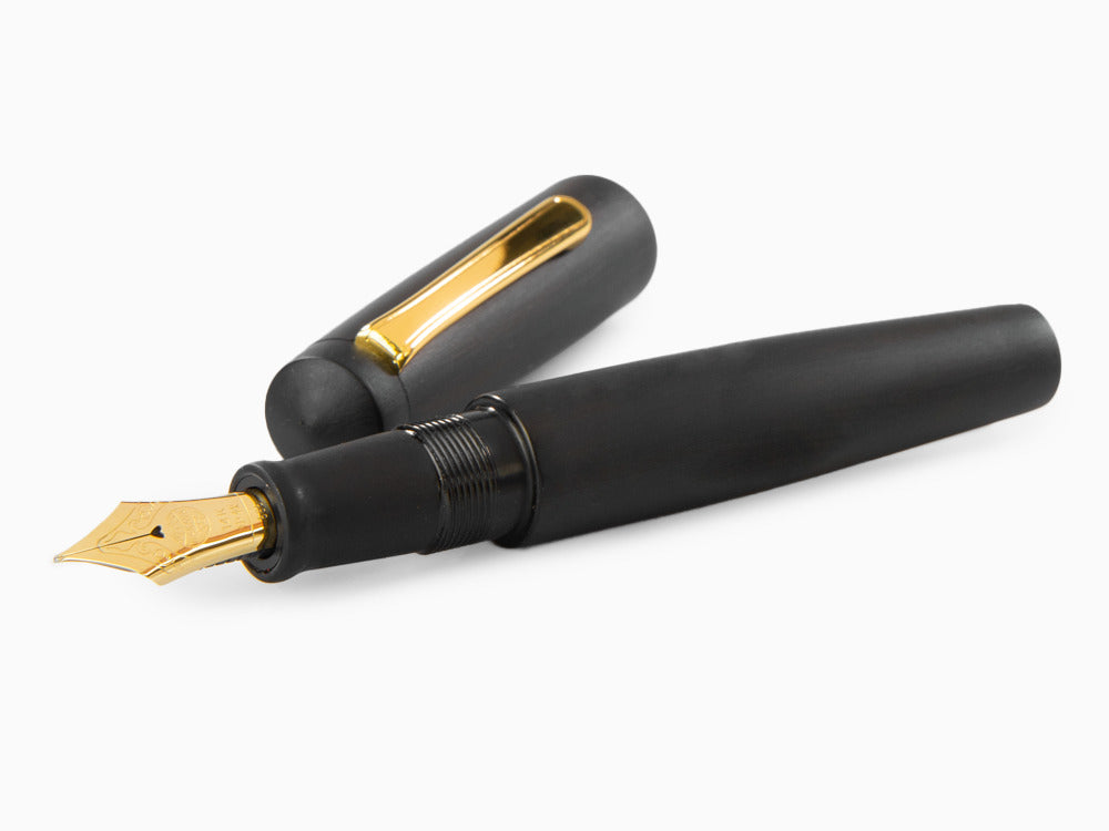 Pluma Estilográfica Nakaya Writer Black Hairline, Piccolo, Ebonita, Oro