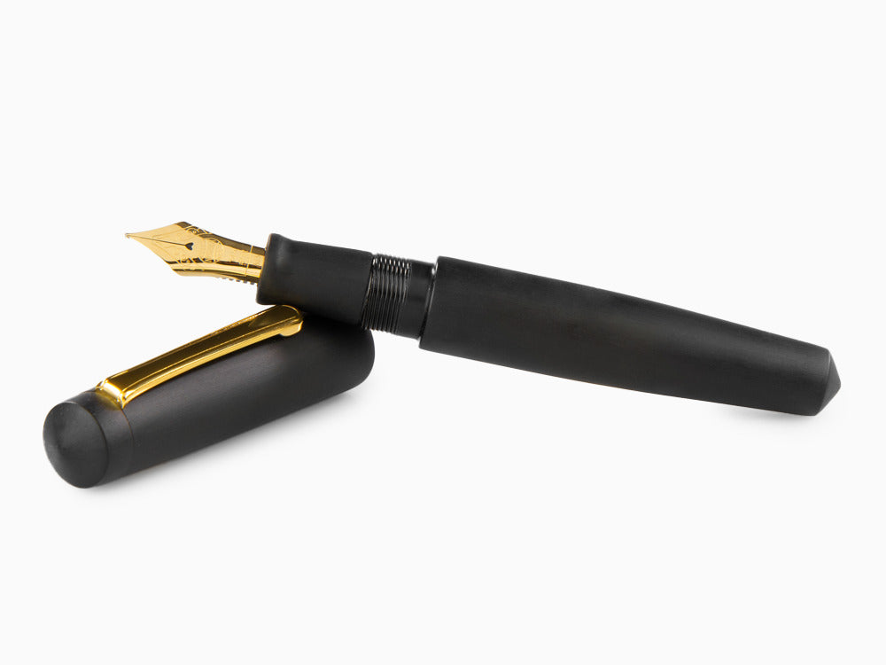 Pluma Estilográfica Nakaya Writer Black Hairline, Piccolo, Ebonita, Oro