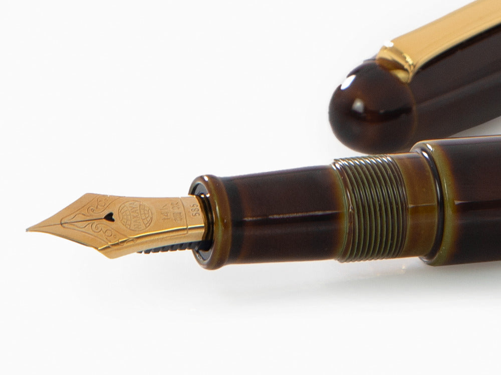 Pluma Estilográfica Nakaya Writer Long, Heki Tamenuri, Ebonita