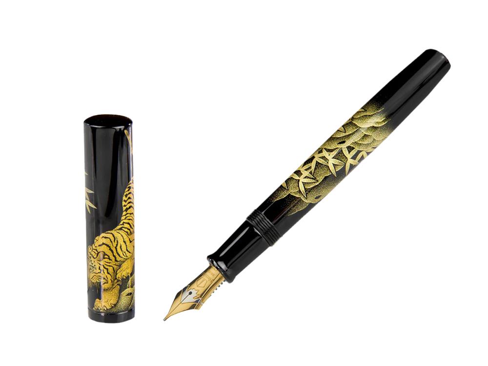 Pluma Estilográfica Namiki Chinkin Tiger, Laca Urushi, Adornos en oro