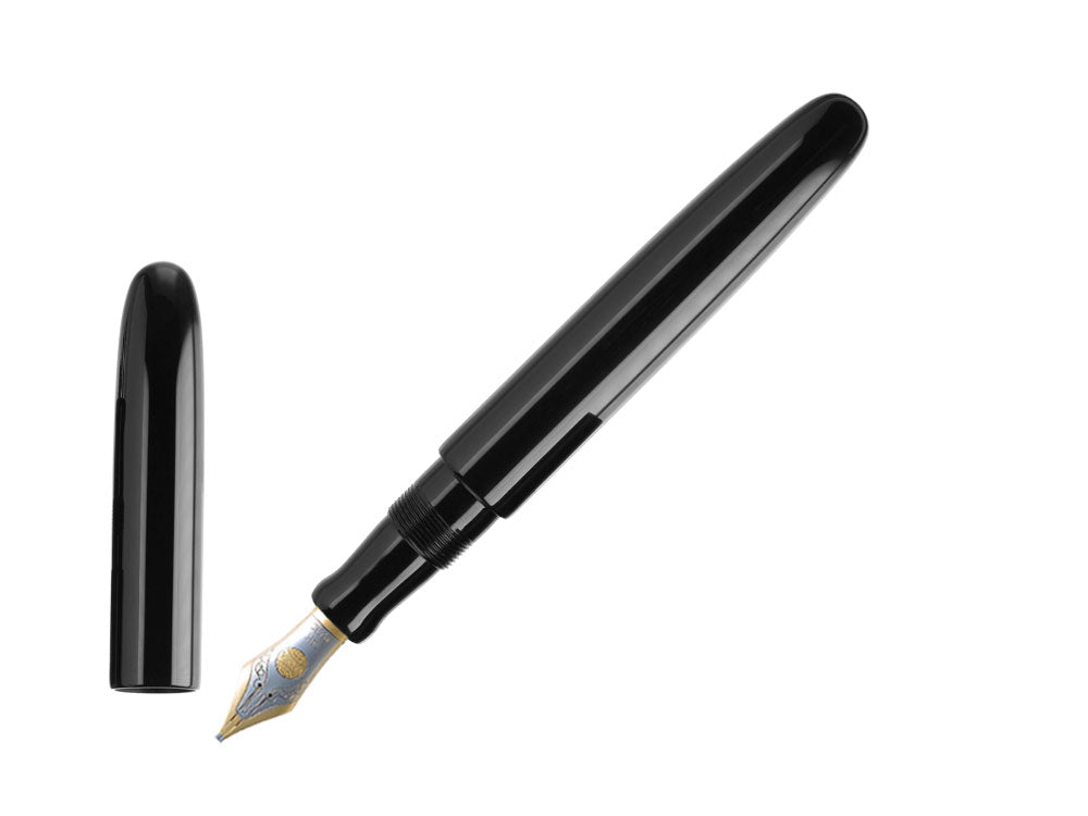 Estilográfica Nakaya Cigar Kuro-Roiro Portable, Negro, Oro 14K bicolor