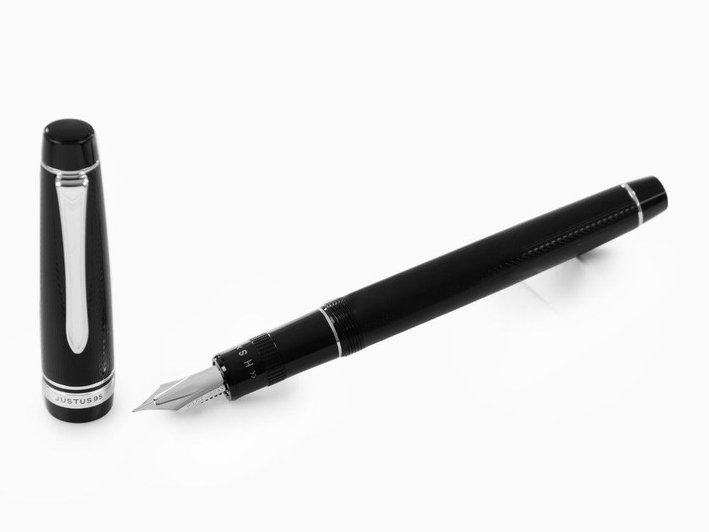 Pluma Estilográfica Pilot Justus 95, Rodio, Negro, FJ-3MRR-NB-NT