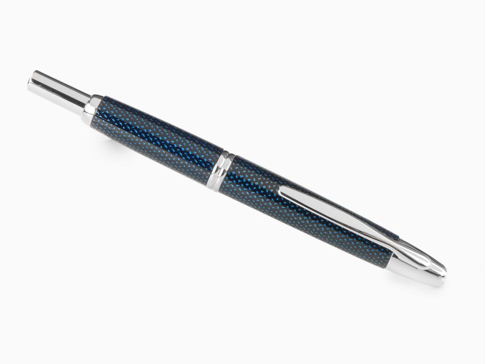 Estilográfica Pilot Capless Vanishing Fibra de Carbono Azul, Cromo