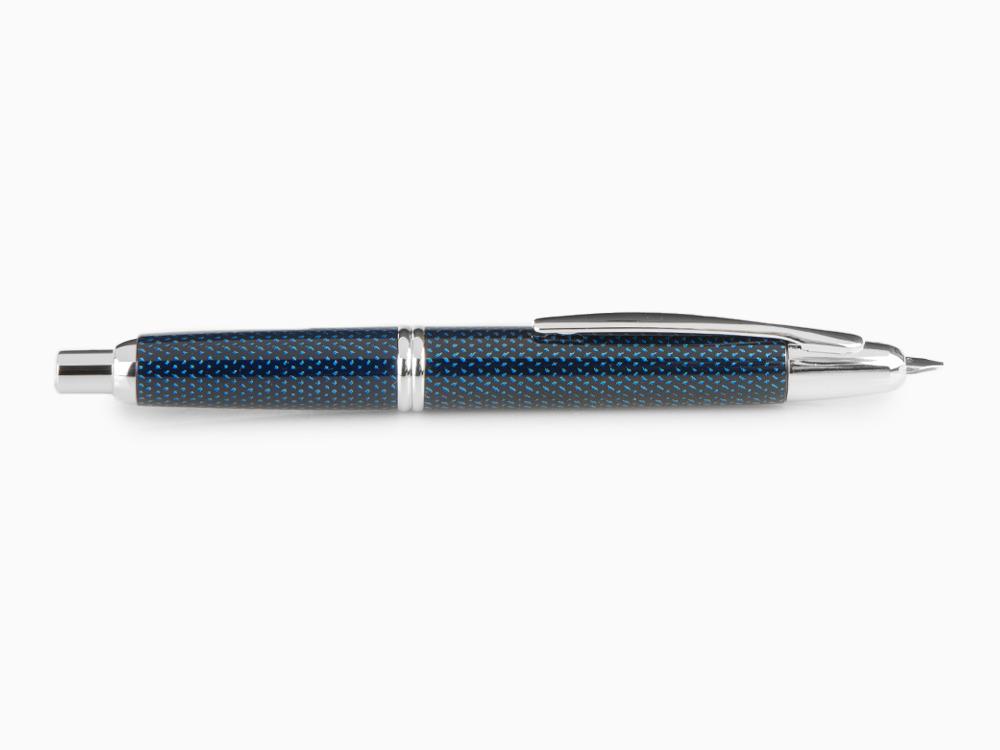 Estilográfica Pilot Capless Vanishing Fibra de Carbono Azul, Cromo