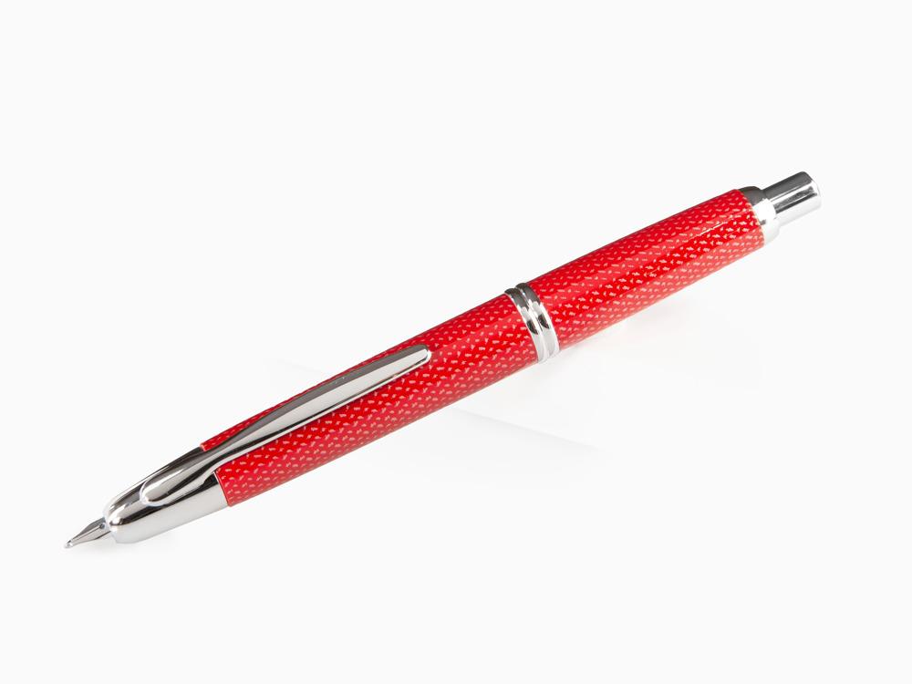 Pluma Estilográfica Pilot Capless, Fibra de carbono, Rojo