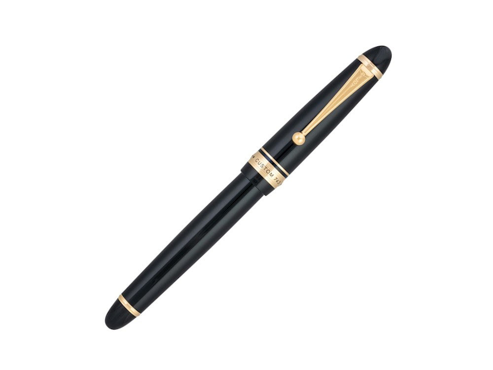 Pluma Estilográfica Pilot Custom 743, PVD Oro, Negro, FKK-3000R