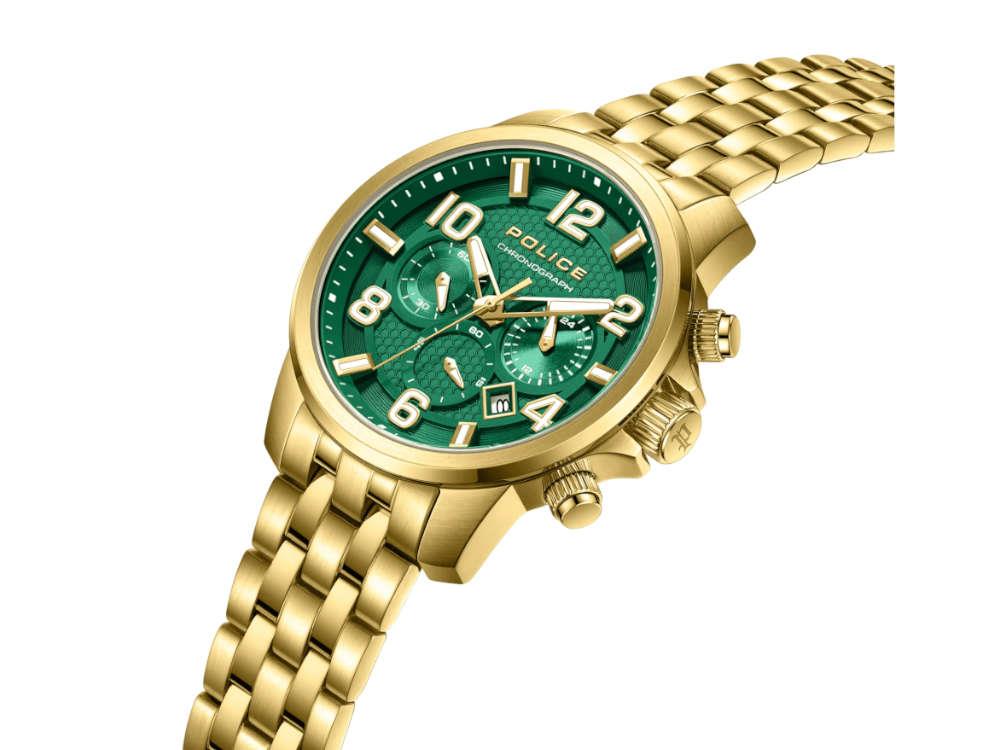 Reloj de Cuarzo Police Belem, PVD Oro, 43 mm, Verde, PEWGI0000304