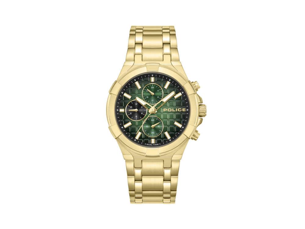 Reloj de Cuarzo Police Guardian, PVD Oro, 42 mm, Verde, PEWGK0082003