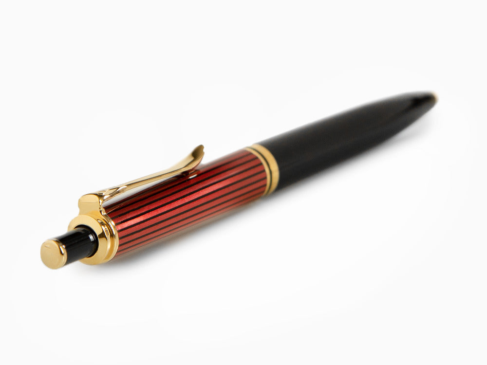 Bolígrafo Pelikan K400, Negro y rojo, Adornos en oro, 925289