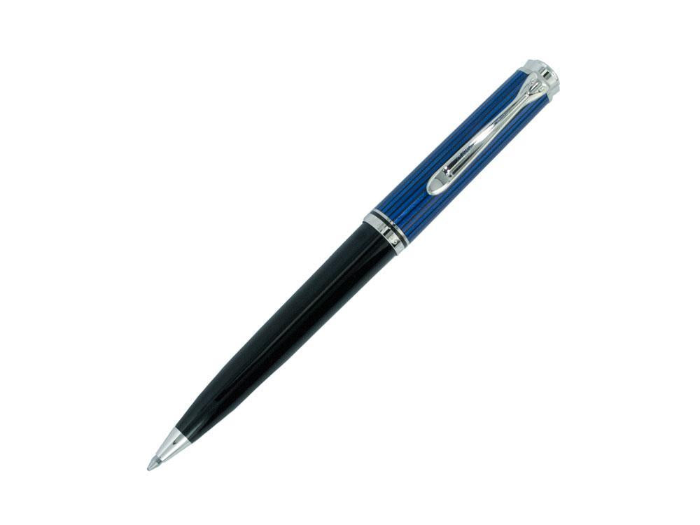 Bolígrafo Pelikan K805, Negro y azul, Adornos en plata, 933697