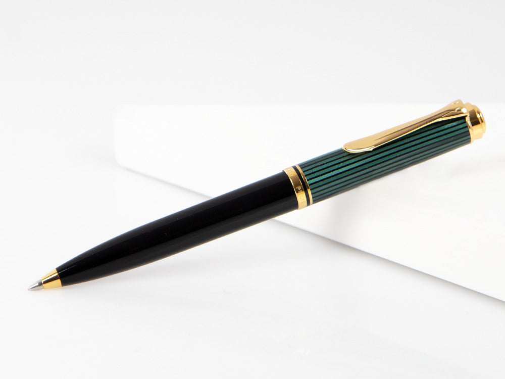 Bolígrafo Pelikan K600, Negro y verde, Adornos en oro, 980086