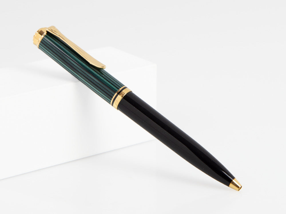 Bolígrafo Pelikan K600, Negro y verde, Adornos en oro, 980086