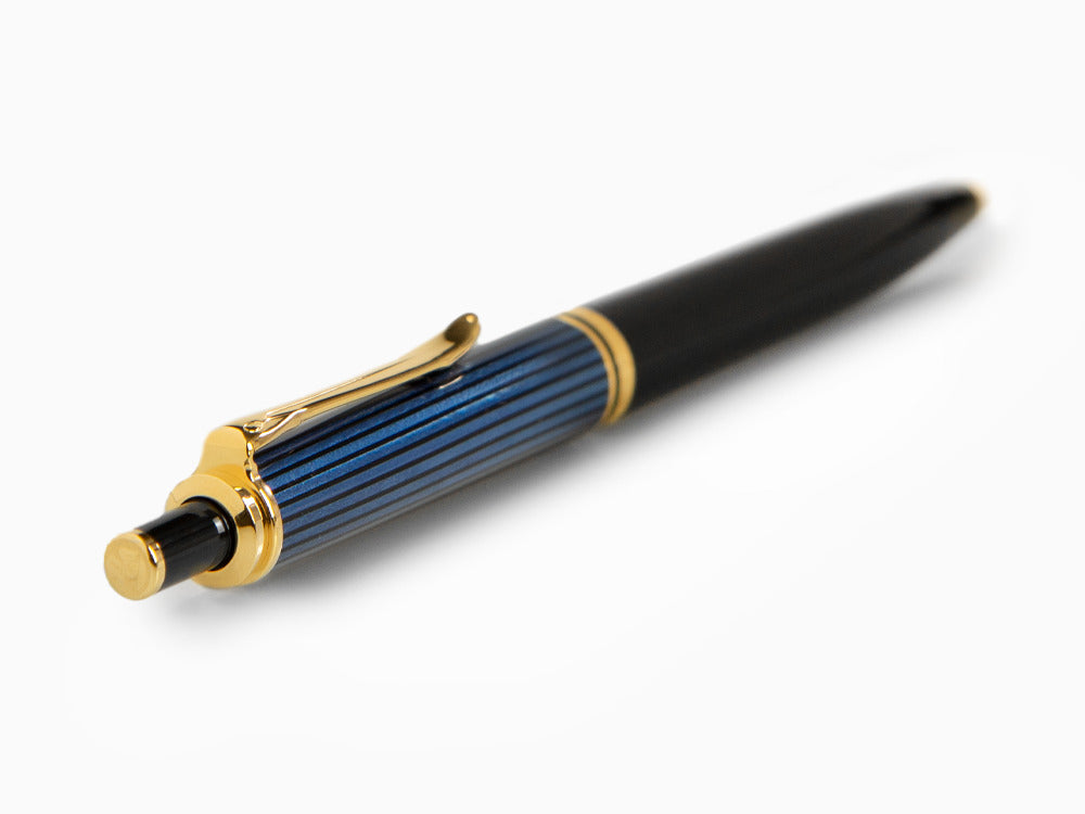 Bolígrafo Pelikan K400, Negro y azul, Adornos en oro, 987800