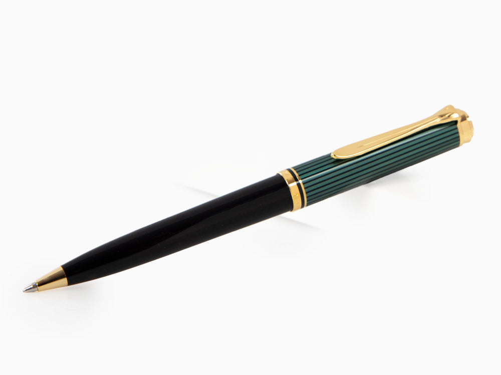 Bolígrafo Pelikan K800, Negro y verde, Adornos en oro, 987834