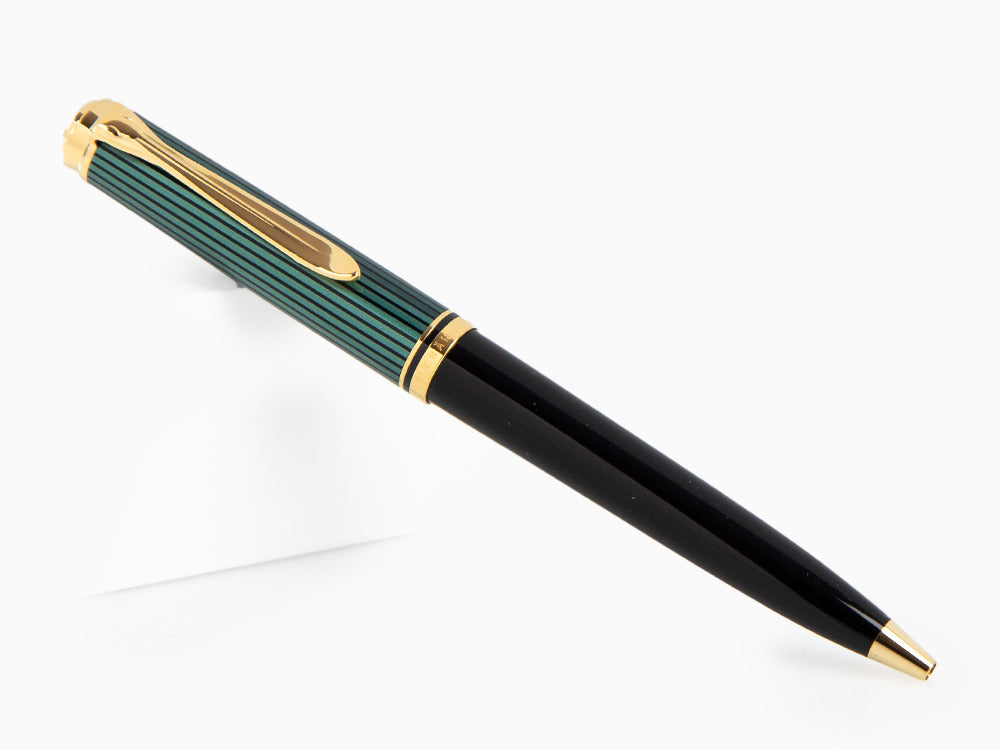 Bolígrafo Pelikan K800, Negro y verde, Adornos en oro, 987834
