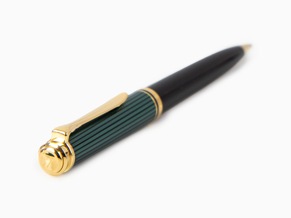 Bolígrafo Pelikan K800, Negro y verde, Adornos en oro, 987834
