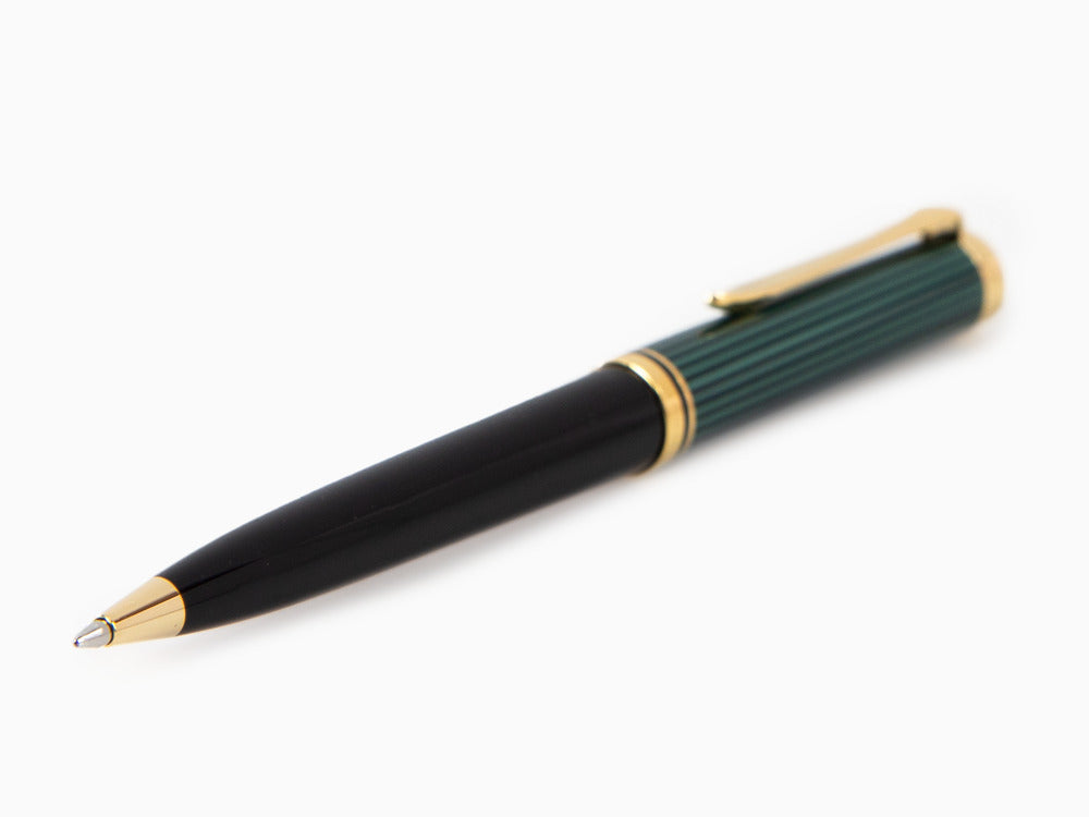 Bolígrafo Pelikan K800, Negro y verde, Adornos en oro, 987834
