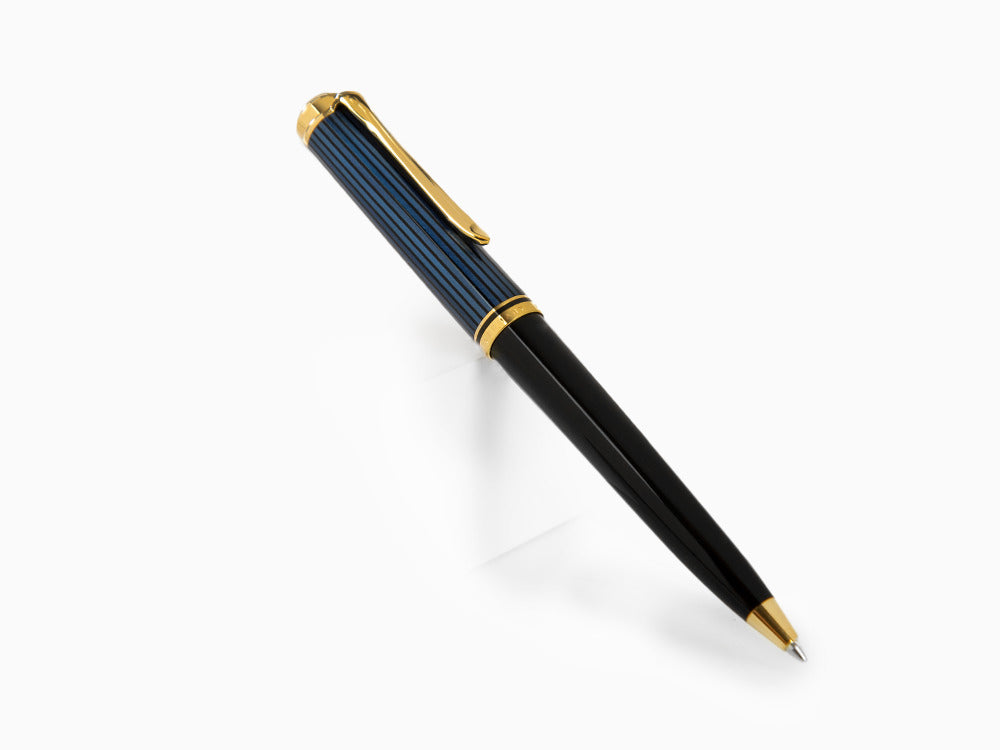 Bolígrafo Pelikan K800, Azul y negro, Adornos en oro, 987842