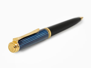 Bolígrafo Pelikan K800, Azul y negro, Adornos en oro, 987842