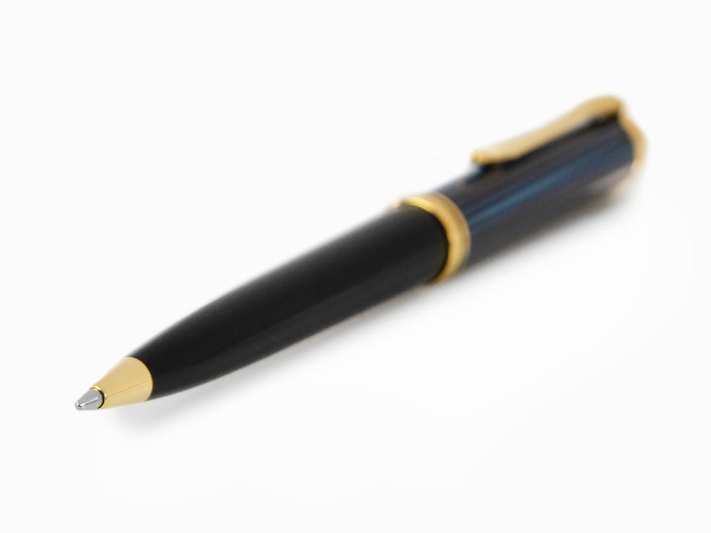 Bolígrafo Pelikan K800, Azul y negro, Adornos en oro, 987842