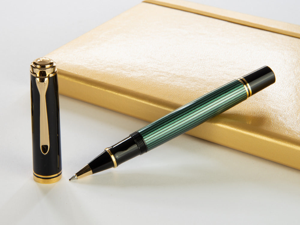 Roller Pelikan R800, Resina verde, Adornos en oro, 987990