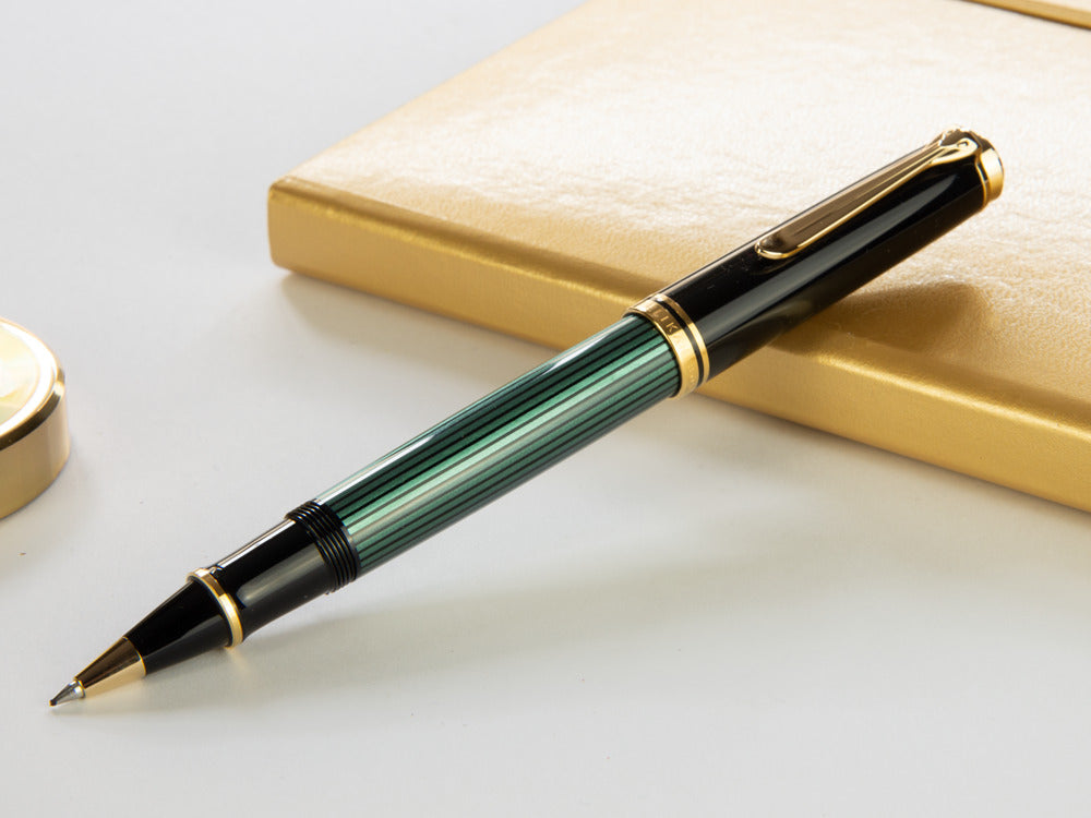 Roller Pelikan R800, Resina verde, Adornos en oro, 987990